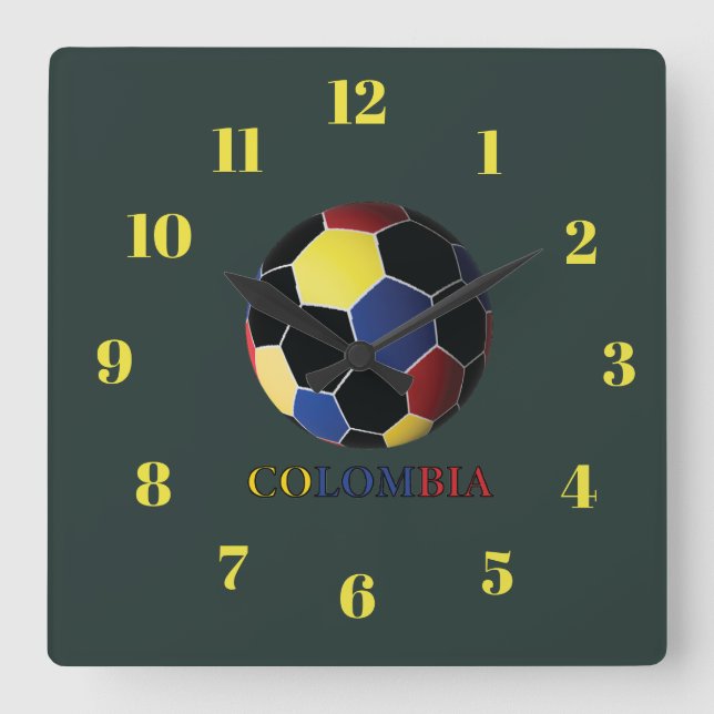 Colombia Quadratische Wanduhr (Vorderseite)