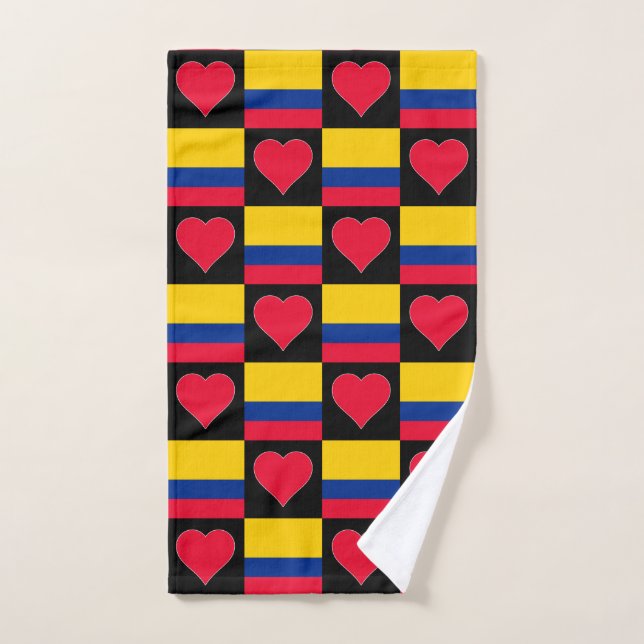 Colombie Drapeau et coeur Motif Colombien Pride (Serviette à main)