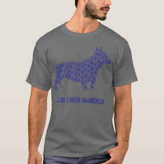 Colon Cancer Awareness Blue Ribbon Survivor Hund W T-Shirt