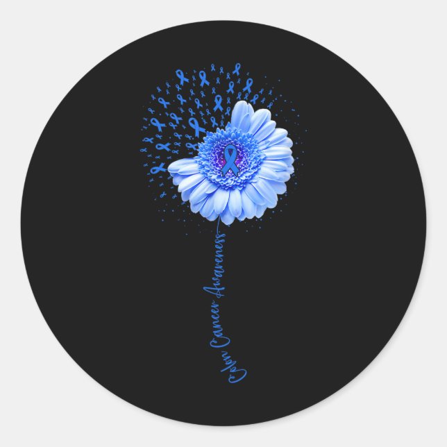 Colon Cancer Awareness Blume Survivor Fighter Runder Aufkleber (Vorderseite)