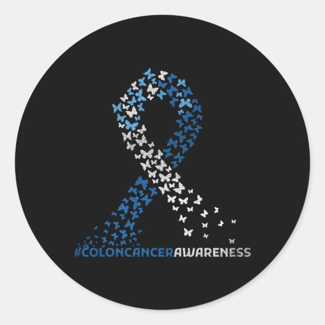 Colon Cancer Awareness Colonoscopy Blue Ribbon abe Runder Aufkleber (Vorderseite)