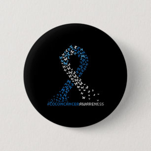 Colon Cancer Awareness Colonoscopy Blue Ribbon Button