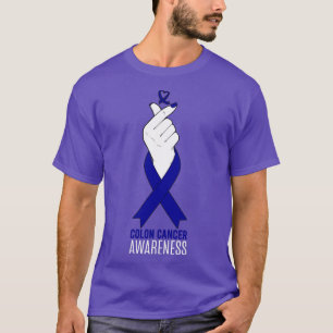 Colon Cancer Awareness Kpop Finger Heart Geschenk T-Shirt