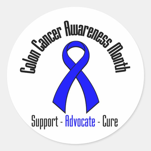 Colon Cancer Awareness Month Blue Ribbon Runder Aufkleber (Vorderseite)
