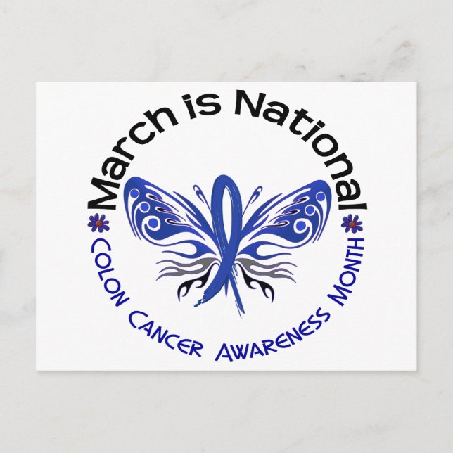 Colon Cancer Awareness Month Butterfly 3.3 Postkarte (Vorderseite)