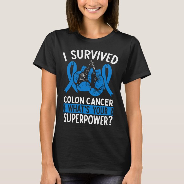 Colon Cancer Awareness Ribbon Cancer Survivor T-Shirt (Vorderseite)