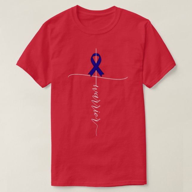 Colon Cancer Awareness Warrior Blue Ribbon Gift3 T-Shirt (Design vorne)