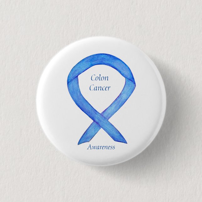 Colon Cancer Blue Awareness Ribbon Custom Art Butt Button (Vorderseite)