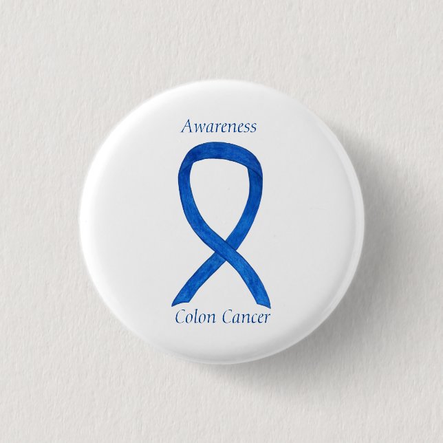 Colon Cancer Blue Awareness Ribbon Custom Art Butt Button (Vorderseite)