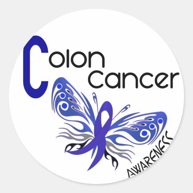 Colon Cancer BUTTERFLY 3 Runder Aufkleber (Vorderseite)