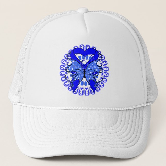 Colon Cancer Butterfly Circle of Ribbons Truckerkappe (Vorderseite)