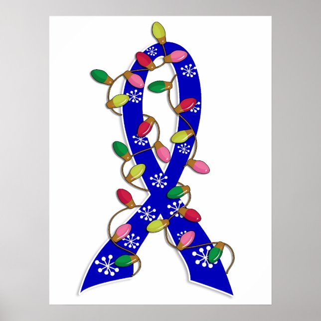 Colon Cancer Christmas Lights Ribbon Poster (Vorne)