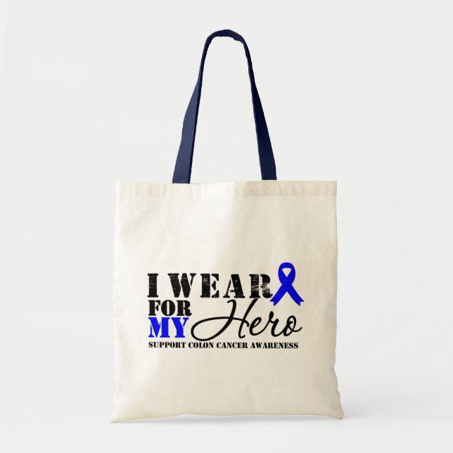 Colon Cancer Hero Blue Ribbon Tragetasche (Vorne)