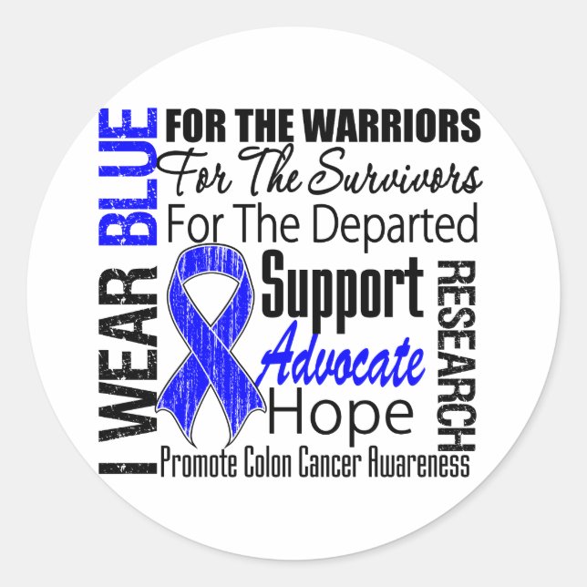 Colon Cancer I Traar Blue Ribbon TRIBUTE Runder Aufkleber (Vorderseite)
