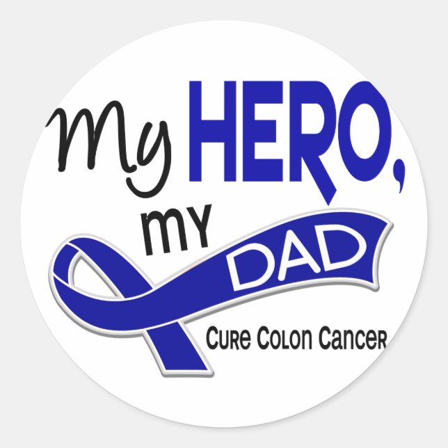 Colon Cancer MY HERO MY VATER 42 Runder Aufkleber (Vorderseite)
