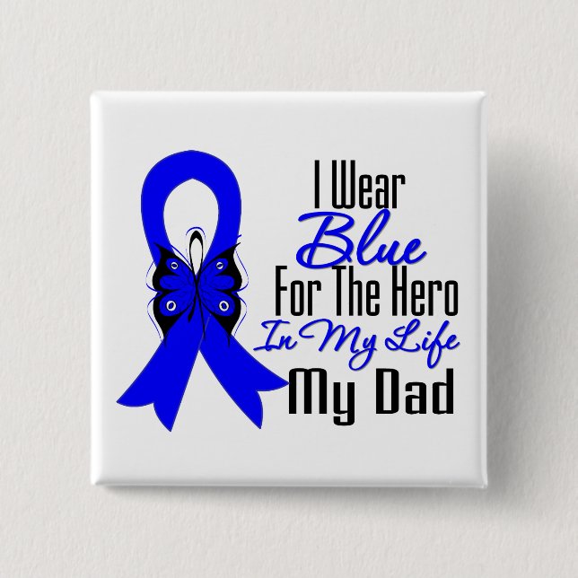 Colon Cancer Ribbon Hero Mein Vater Button (Vorderseite)