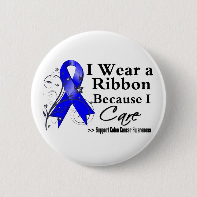 Colon Cancer Ribbon, weil ich pflege Button (Vorderseite)