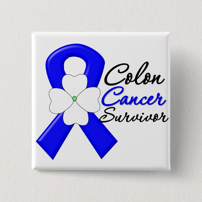 Colon Cancer Survivor Blume Ribbon Button (Vorderseite)