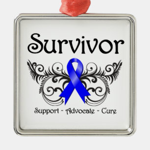 Colon Cancer Survivor Floral Deko Ornament Aus Metall