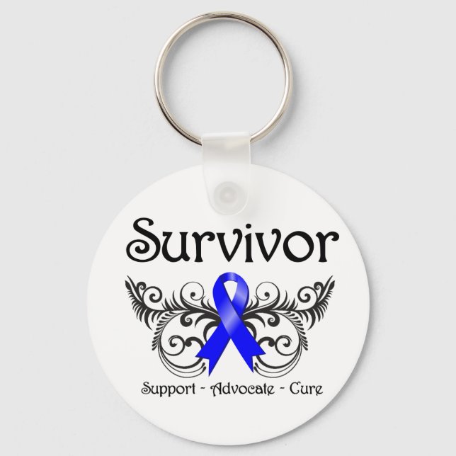 Colon Cancer Survivor Floral Deko Schlüsselanhänger (Vorderseite)