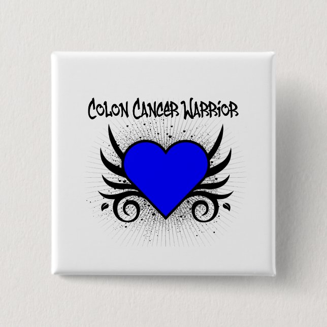 Colon Cancer Warrior Herz Button (Vorderseite)
