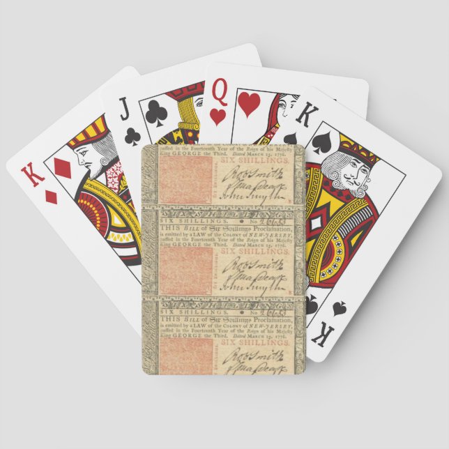 Colonial 1776 Sechs-Schilling Spielkarten (Rückseite)
