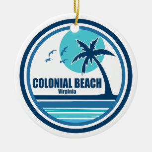 Colonial Beach Virginia Palm Tree Birds Keramik Ornament