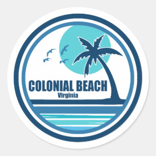 Colonial Beach Virginia Palm Tree Birds Runder Aufkleber