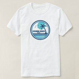 Colonial Beach Virginia Palm Tree Birds T-Shirt