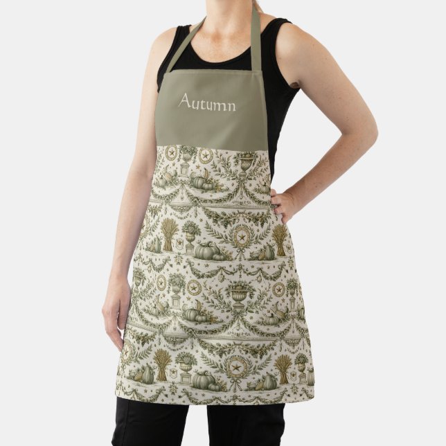 Colonial Sage Green Gold Harvest Personalized Schürze (InSitu)