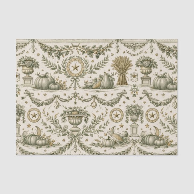 Colonial Sage Green Gold Harvest Seidenpapier (Vorderseite)