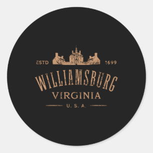 Colonial Williamsburg Virginia Distressed Style Runder Aufkleber