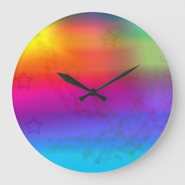 Color and Stars Große Wanduhr (Vorderseite)