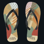 Color Block Wedding Mrs. Bride Autumn ID740 Flip Flops<br><div class="desc">Die abstrakte Farbblockade in einer sanften, warmen Farbpalette bietet einen beeindruckenden Hintergrund für die Stücke dieser zeitgenössischen Hochzeitssuite. Die Flip Flops für die hier gezeigte Braut haben den optionalen Text "MRS" in einem kühlen, modernen Schriftart Stil. Anpassen Sie sich einfach an den Alltag, indem Sie einen Namen oder ein Monogramm...</div>