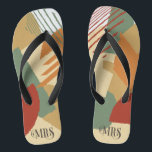 Color Block Wedding Mrs. Bride Autumn ID740 Flip Flops<br><div class="desc">Die abstrakte Farbblockade in einer sanften, warmen Farbpalette bietet einen beeindruckenden Hintergrund für die Stücke dieser zeitgenössischen Hochzeitssuite. Die Flip Flops für die hier gezeigte Braut haben den optionalen Text "MRS" in einem kühlen, modernen Schriftart Stil. Anpassen Sie sich einfach an den Alltag, indem Sie einen Namen oder ein Monogramm...</div>