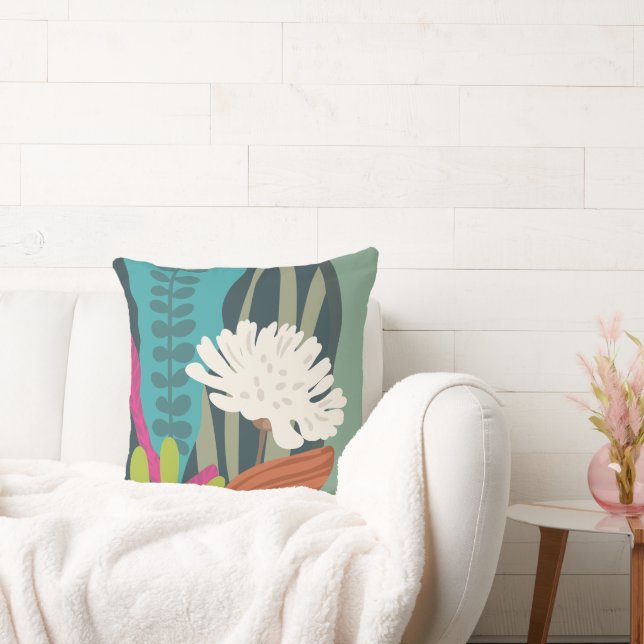 Color Blocks Floral Silhouette Modern  Kissen (Liege)