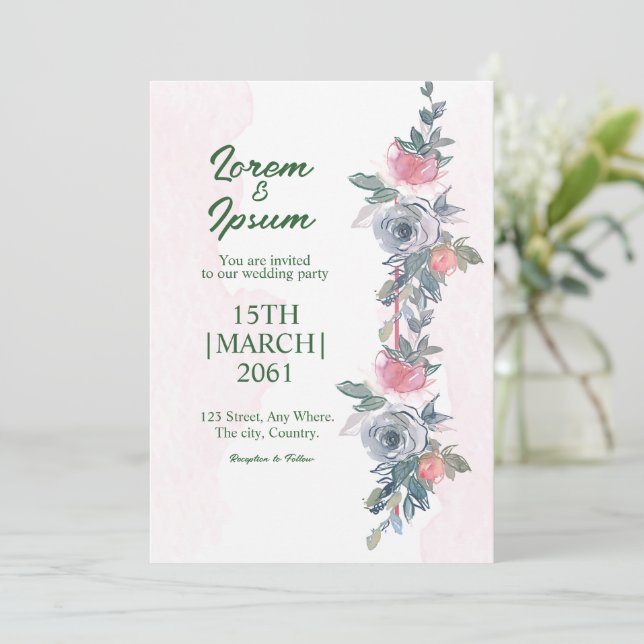 Color Blume Einfache Hochzeitskarte Einladung (Stehend Vorderseite)