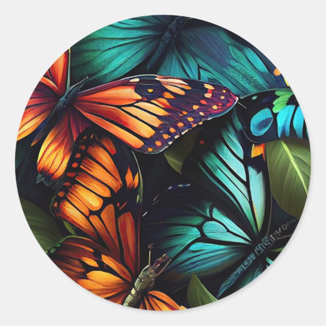 Color Burst – Butterflies in Motion Runder Aufkleber (Vorderseite)