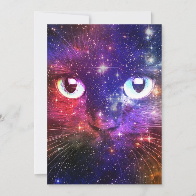 Color Burst Galaxy Cat  Einladung (Vorderseite)