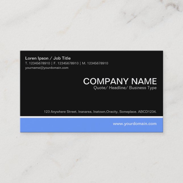 Color Footer - Baby Blue mit Black Visitenkarte (Vorderseite)