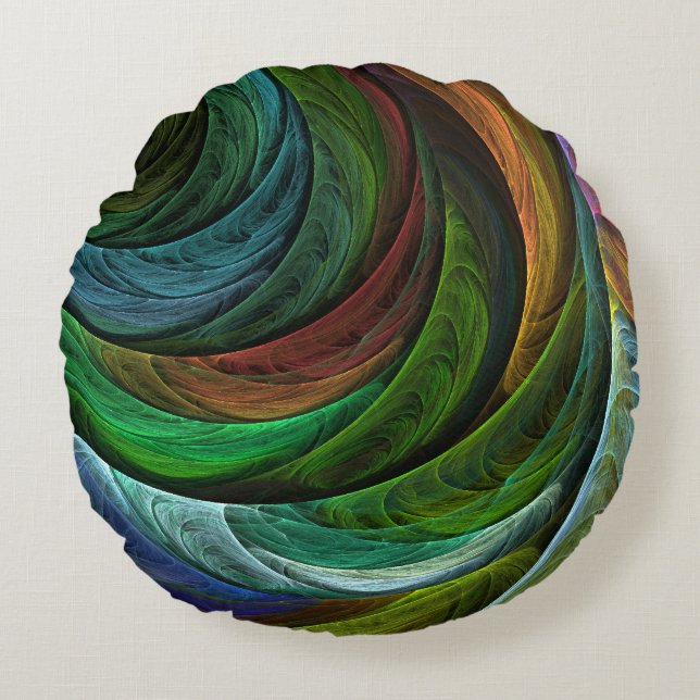 Color Glory Modernes Abstraktes Kunstmuster Elegan Rundes Kissen (Vorderseite)