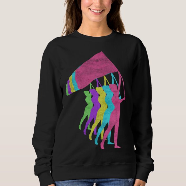 Color Guard Flag Girl 80s Colors 1980s Sweatshirt (Vorderseite)