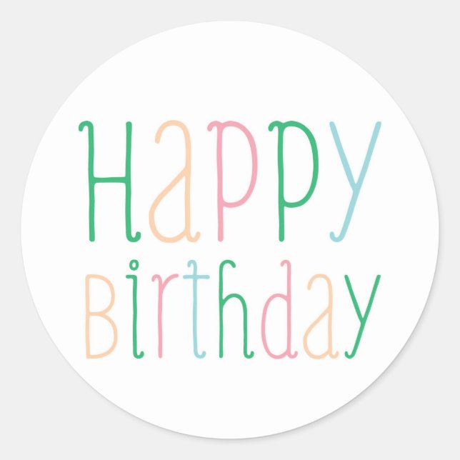 Color Happy Birthday Runder Aufkleber (Vorderseite)
