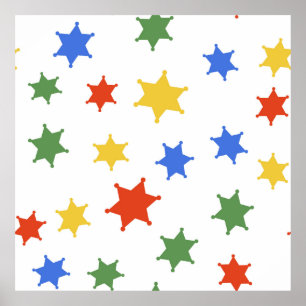 Color Hexagram Sheriff Icon abgeschieden nahtloser Poster