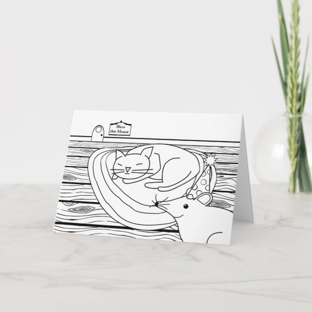Color Me Birthday, Schlafkatze und Mauerhaus Karte (Vorderseite)