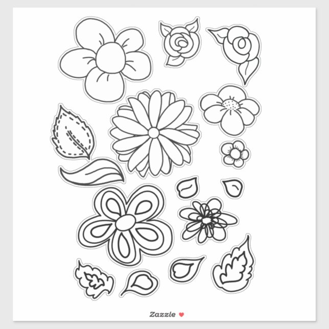 Color Me Blume Whimsikkunst Aufkleber (Blatt)