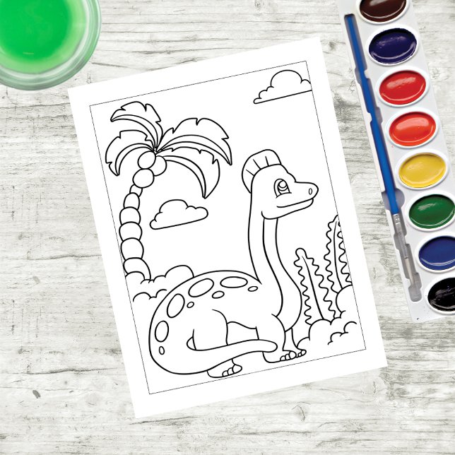 Color Me Brachiosaurus Dinosaurier | Aktivitätskar Postkarte (Von Creator hochgeladen)