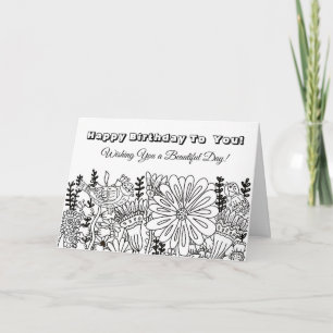 Color Me, Carte Anniversaire Oiseaux lunaires Fleu