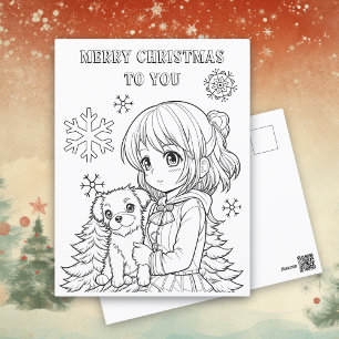 Color Me Christmas Card für Kinder Postkarte