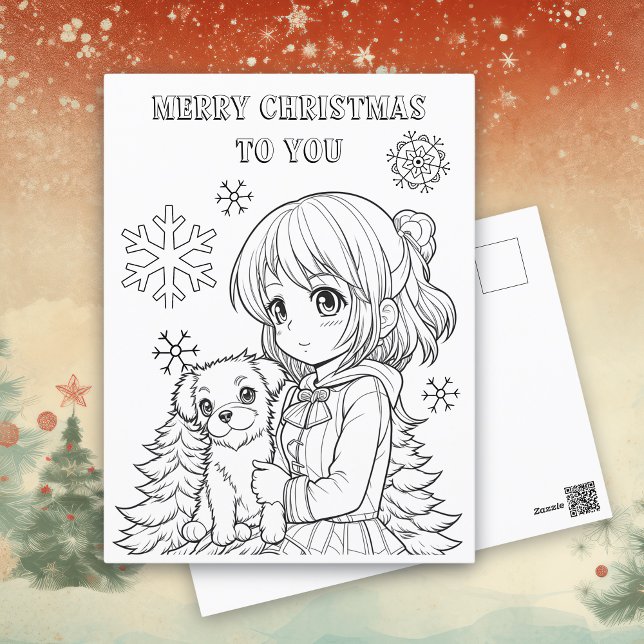 Color Me Christmas Card für Kinder Postkarte (Von Creator hochgeladen)